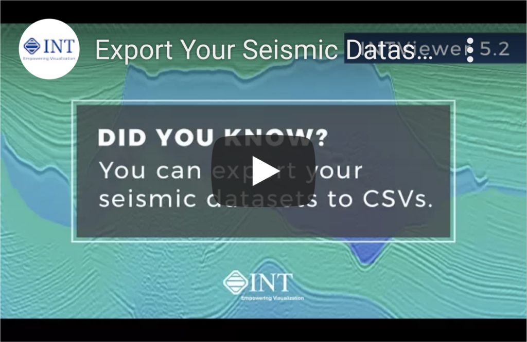 Exporting Seismic Datasets in INTViewer